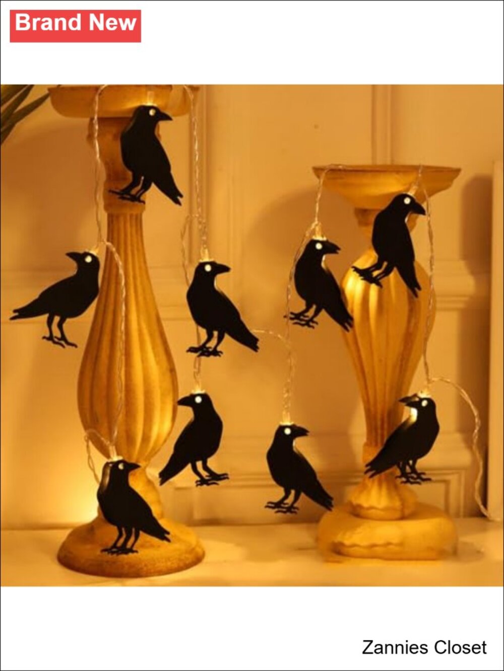๐ป LED Halloween Light String 20 LED Crow Indoor Outdoor Battery Party Decor - Picture 2 of 5
